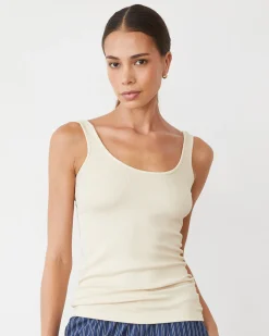 MONROW Supimaluxe Rib Scoop Neck Tank OFFWHITE Online